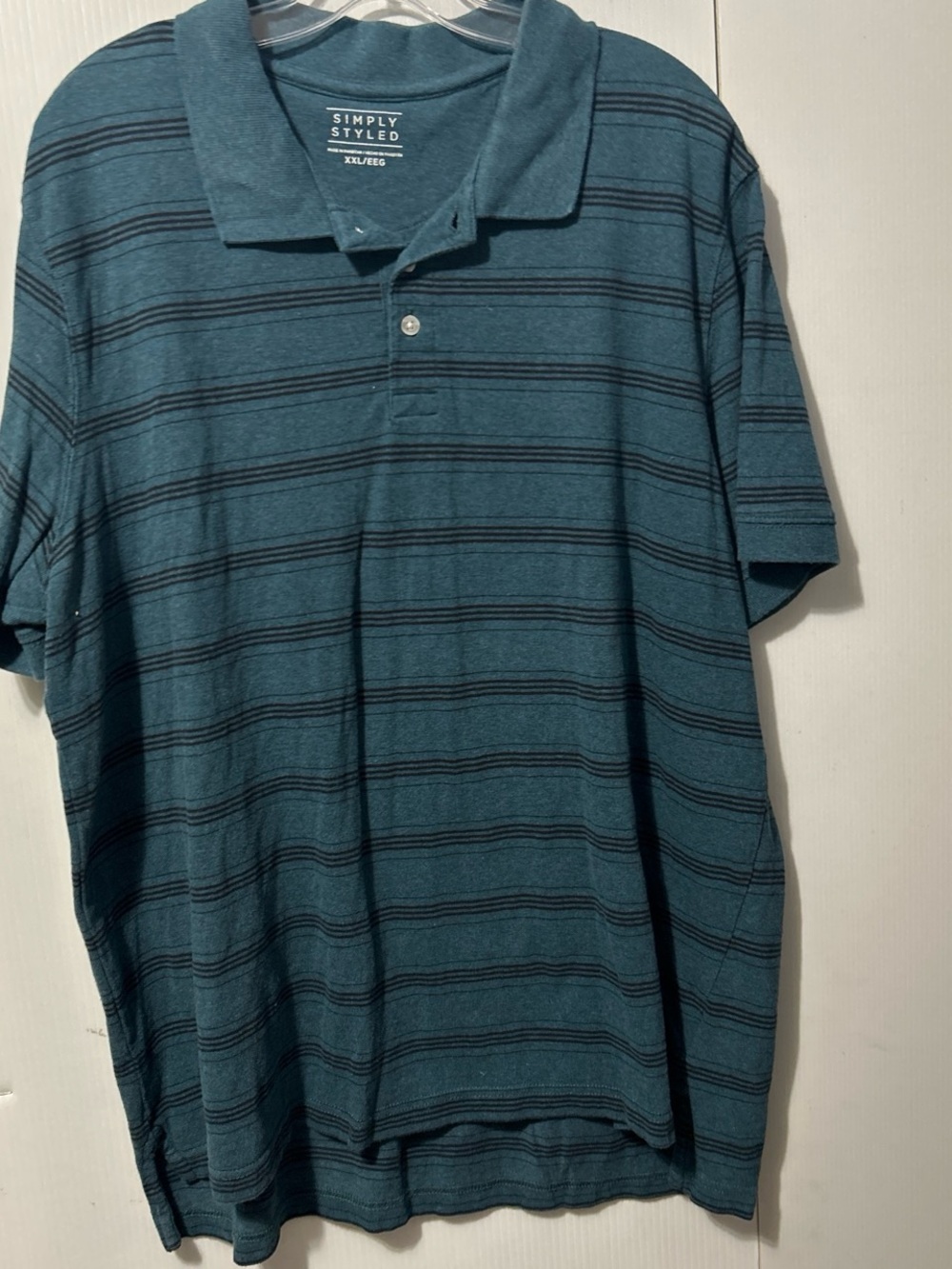 Simply Styled Teal Polo with Black Horizontal Stripes